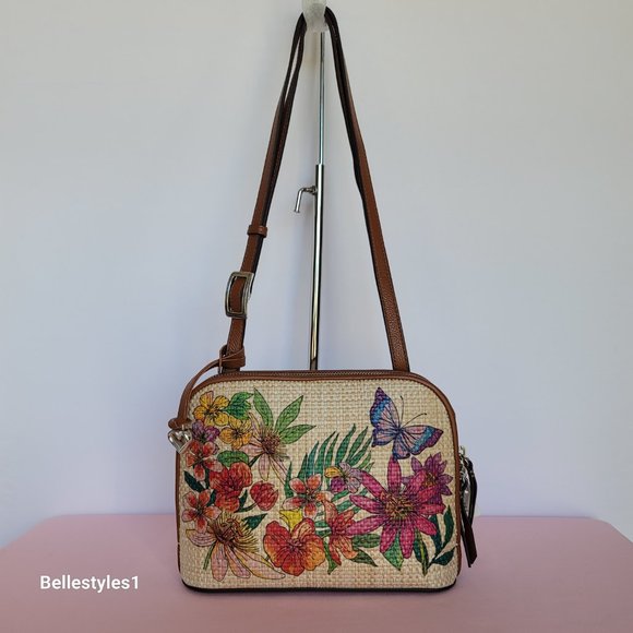 BRIGHTON Paradise Garden Jovie Fabric-Straw Organizer Bag- Natural Multi 🎈$195. - Picture 4 of 16